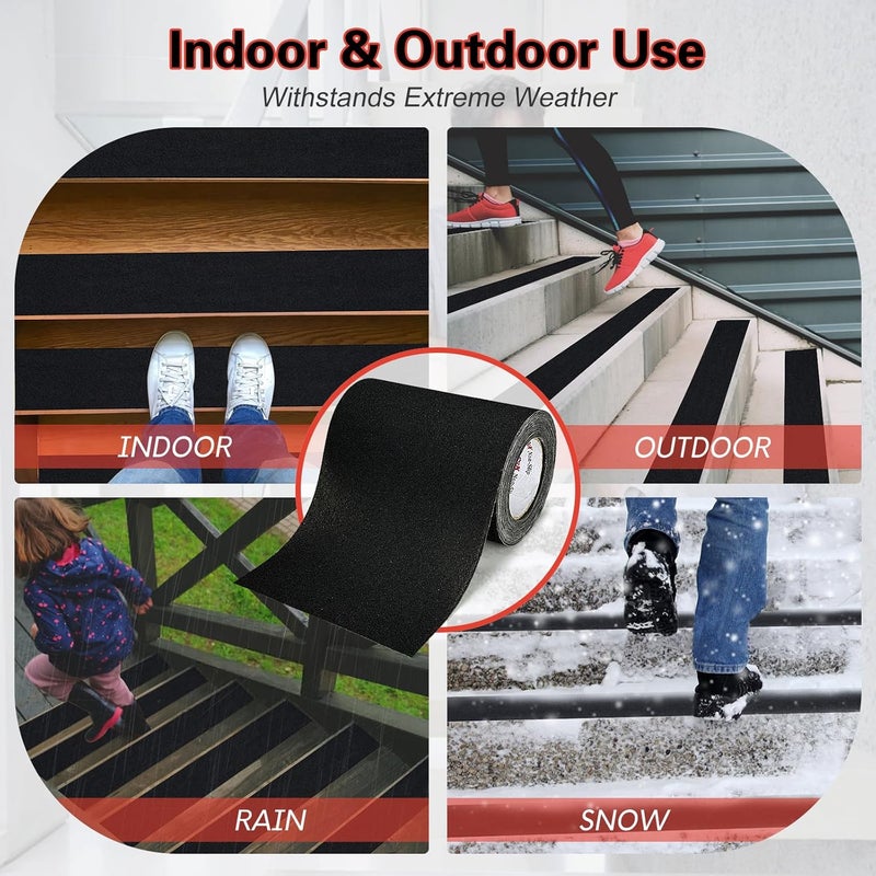 SX Anti Slip Tape 8 Inch x 40 Ft - Grip Tape for Stairs Waterproof, Non Skid Tape for Steps Outdoor Stair Treads Non-Slip Weather Resistant, Black - Image 4